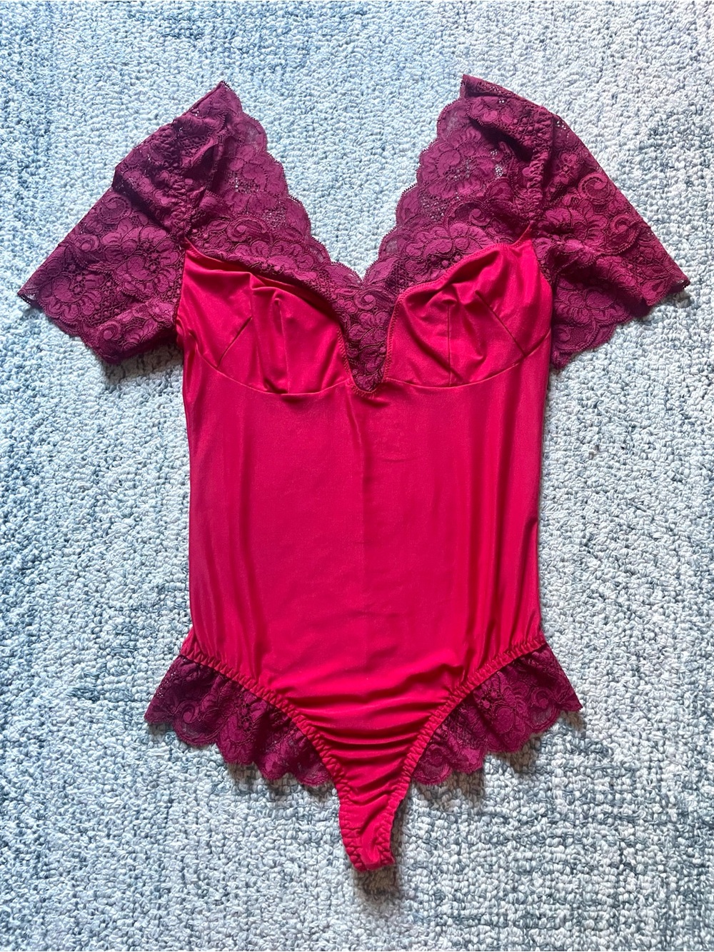 We Are HAH Hot As Hell “Top Heavy” Red Lace Bodysuit